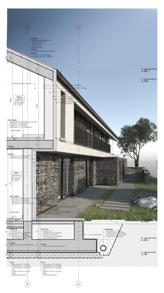Axonometric drawing of Ulusoy Mountain House