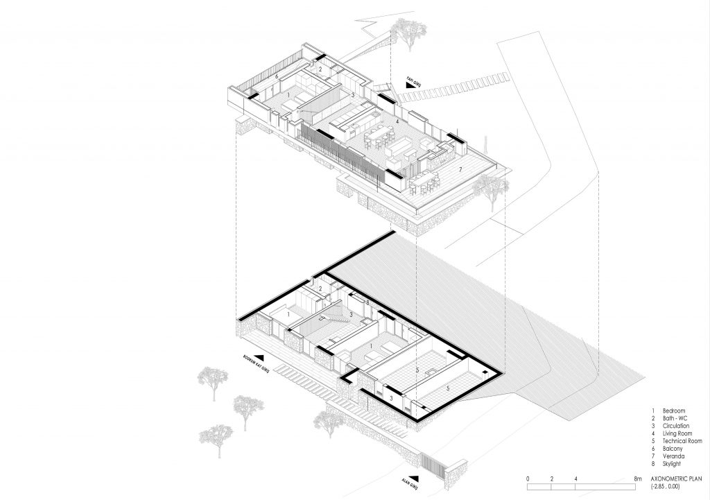Axonometric drawing of Ulusoy Mountain House
