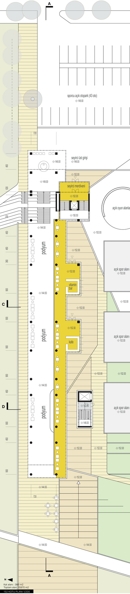 Plan drawing of Bursa Atatürk Sports Hall