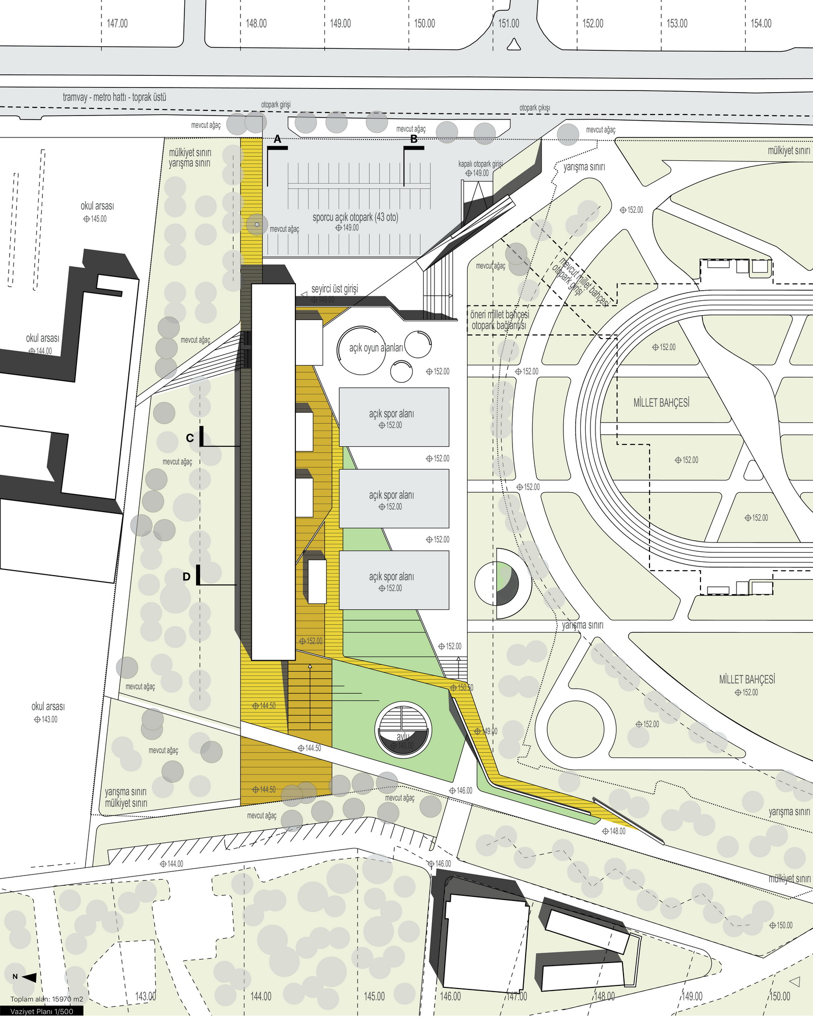Site plan of Bursa Atatürk Sports Hall
