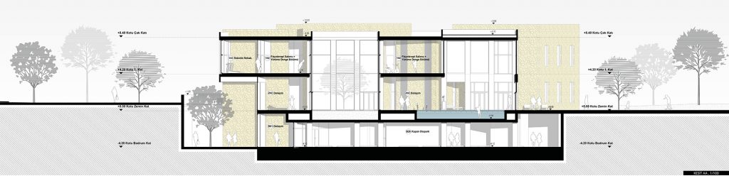 Section drawing of Bodrum Health Foundation Physiotherapy and Hydrotherapy Centre