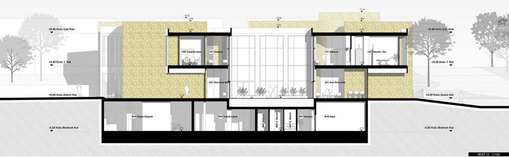 Section drawing of Bodrum Health Foundation Physiotherapy and Hydrotherapy Centre